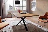Main Möbel Esstisch Tisch Massivholz 180x90 Eiche Wildeiche massiv geölt Gestell Metall schw
