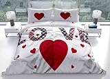 Leonado Vicenti Bettwäsche Microfaser Partner 135x200 4teilig Herz Mr&Mrs Bärchen Schlafzimmer Pärchen mit Reiß