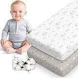 Dreamzie 2er Set Spannbettlaken 40x90 cm Beistellbett - Baumwolle Oeko-Tex - Bettlaken für Stubenwagen & Babybett klein - Woodland Weiß/G