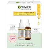 Garnier Vitamin C Glow Booster Serum Duo für Tag & Nacht, Mit Anti-Dark Spot Serum und Brightening Night Serum gegen dunkle Flecken und müde Haut, Vegane Formel, SkinActive, 2 x 30