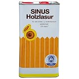 Burtex - Sinus Holzlasur 5l - Farbe: Kiefer - Holzlasur innen & außen - Seidenmatt - Holzlasur für Balkon, Vordach, Gartenhaus, Zaun - w