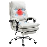 Vinsetto Bürostuhl mit Massagefunktion, Ergonomisch Schreibtischstuhl mit Liegefunktion, Heizfunktion, Höhenverstellbar Computerstuhl mit Fußstütze, Drehfunktion, C