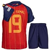 KISRAS Kinder Trikot Lamine No #19 Sonderdesign Limitierte Auflage Fußball Trikot Shorts Kinder und Jugend Größe(Rot,152)
