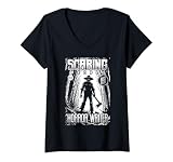 Damen Horror Writer Funny Scaring People Autor Axt Book Cover T-Shirt mit V