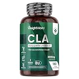 CLA Weichkapseln - 3000 mg CLA pro Portion - 180 vegane Softgels - Konjugierte Linolsäure aus reinem Distelöl - Für Männer und Frauen - Conjugated Linoleic Acid - WeightW