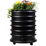 WORMbox | Wurmkomposter Wurmfarm Wurmkiste mit 4 Schalen Schwarz + Pflanzgefäß | 64 Liter | Regenwurmkomposter, Kompostwürmer produzieren W