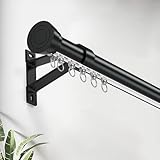 Vorhangschiene Wandmontierte Gardinenstange mit Schiene, Wohnzimmer-Gardinenschienen-Set im Klassischen Design, Sichtschutz-Gardinenschiene für Schrank/Etagenbett/Schlafsaal(Black,1.3m/4.3ft)