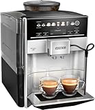 SIEMENS Kaffeevollautomat EQ6 plus s300 TE653501DE, für viele Kaffeespezialitäten, Milch-Aufschäumdüse, Keramikmahlwerk, Doppeltassenfunktion, Antikalk, automatische Dampfreinigung, 1500 W, silb
