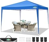 COBIZI Pavillon 3x3, Faltpavillon 3x3 Wasserdicht Stabil, Partyzelt 3x3 Gartenpavillon UV-Schutz 50+ Pavillion Klappbar Pop up Pavillon mit 4 Sandsäcke für Camping, Strand, Familientreffen(Blau)