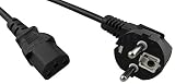 Naths Hardware® | Kaltgerätekabel 1,8m | Kaltgerätestecker auf Schutzkontakt gewinkelt | PC Netzkabel 3 Polig | Netzteil Kabel C13 für Computer Monitor Bildschirm Beamer | Stromkabel PC Kaltg