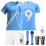 Czzovos Fußballtrikot für Kinder – Nr.9 Fußballtrikot Set mit T-Shirt, Shorts, Socken & Knieschützern, Trikot für Jungen und Mädchen,Größe 22