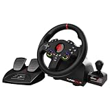 SUBSONIC – Superdrive 220 RS-X Lenkrad – Dual-Joystick-LED-Rennlenkrad mit Schalthebel, 180°-Drehung, Pedalen und Schaltwippen. Für Switch 2/Switch, PS4, PC und Xbox – Schw