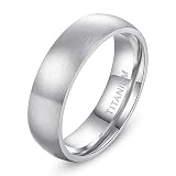 Whoiy Titan Ring Damen, Verlobungsringe Silber 6MM Gebürstet Modeschmuck Eheringe Schlicht Damenring Gr 60