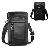 Hengwin Herren Holster Leder Umhängetasche zum iPhone 15 14 13 12 11 Pro Max 15 14Plus Samsung Galaxy S23 S23+ S22 S21 Ultra Kleine Gü