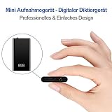 TDW Mini Diktiergerät, Mini Aufnahmegerät 8GB mit Mikrofon Digital Diktiergerät Klein USB Voice Recorder mit Kopfhörer für Aufzeichnung Vorlesung Treffen Interview, Schw