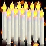 GAOUTO 12 Stück LED Stabkerzen, LED kerzen flackernd, Led Kerzen, Kerzen elektrisch, Batteriebetriebene Led Kerze, 3D-Dochtlicht, Stabkerzen Led für Weihnachtsdeko, Warmweißes L