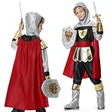 Joellfuner Ritter kostüm Kinder, Jungen Ritterkostüm mit Zubehör, Mittelalterliches König Ritter Kostüme Kind für Fasching Karneval Halloween Verkleiden Partys (Silbrig, L)