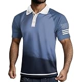 T Shirt Herrenen Kurzarm Frühjahr Stylischeen Hemder Gym Kurz Lockeres Einfache Oberhemd Herren Baumwolle Blau 3XL