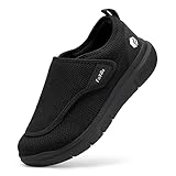 FitVille Diabetiker Schuhe Herren Extra Weit Gesundheitsschuhe Herren mit Klettverschluss Einstellbar Walking Schuhe für Geschwollene Füße Schwarz 43 EU X-W