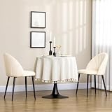 ATOMSTACK MAKER HOMELEN 2er-Set Esszimmerstühle im Skandi-Design, Küchenstühle, Samptoptik, Creme + Schwarz,Creme/Schwarz, 52x54x79 cm, 120 kg Tragkraft, für Esszimmer, Wohnzimmer & Küchenb