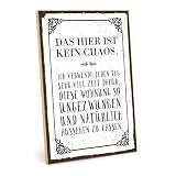 TypeStoff Holzschild mit Spruch – Chaos – im Vintage-Look mit Zitat als Geschenk und Dekoration zum Thema Ordnung, Putze und Aufräumen - HS-00179 28,2 x 19,5 x 1