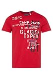 Camp David Herren T-Shirt mit Print im Used Look Flight Red XL