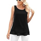 Zilams Tank Top Damen Chiffon Blusentop Elegant Ärmellose Sommer Oberteile Rundhals Tunika Loose Shirts C