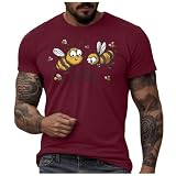 Bienenfest Herren Tshirt 3D Biene Drucken T-Shirt Rundhals Kurzarm Shirt Imker Sommer Lustig T Shirt Outdoor Oberteil Regular Fit Bee Muster Streetshirt Oversize Tee Shirt Männer Geschenk