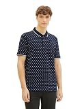 Tom Tailor Denim Herren Piqué Poloshirt mit Punkten, 34994 - Navy Mini Squares Print, L