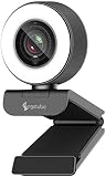 Angetube Streaming HD Webcam 1080P mit Lichtring, 967 USB PC Autofokus Webcam mit dualem Mikrofon, Videokamera für Mac Windows tragbar für Konferenzen und Spiele Xbox Skype OBS Twitch YouTube Xsp