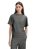TOM TAILOR Denim Damen T-Shirt mit Glitzer-Effekt, 34029 - Black Glitter, M
