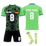 Benutzerdefiniert Fussball Trikot Set Personalisiert Trikot Jeder Name Nummer Team Logo fußball Jersey Personalised Fußballtrikot 3 Teiliges Football Kit Männer Jungen Personalisierte Training S