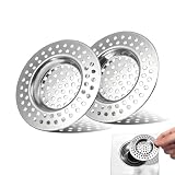 2 Stück Abflusssieb Edelstahl, Löcher Waschbecken Sieb, Abflusssieb Dusche, Waschbecken Sieb aus Edelstahl, Haarsieb Dusche, Abfluss Sieb