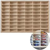 KRUZZEL Autogarage Regal aus Holz für Spielzeugautos – 54 Fächer – Wandregal oder Standregal – Organizer für Kinderzimmer 60 x 40 x 5,3