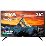 XYA 24 Zoll HD Smart TV, D-LED-Backlight Fernseher HDMI、USB、DVB-T2/S2、RJ45 Schnittstellen, Bildschirm für Wohnzimmer, Schlafzimmer und Heimantertainment – Schw