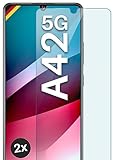 moex Panzer Schutz Glas für Samsung Galaxy A42 5G Schutzfolie robust und kratzfest, bruchsichere Panzerfolie Displayschutz, HD Klar Glass Screen Protector, 2x Stück