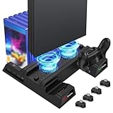 EEEKit PlayStation 4 Pro Standfuß mit Lüfter, All-in-One Kühlung für PS4, Externer Küihler mit 2 Controller Ladesation, USB Hub, 12 Spiele Lagerung für PS4 S