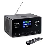 MEDION P85444 2.1 Internetradio mit Subwoofer (DAB+, UKW Radio, Spotify Connect, WLAN, Bluetooth, Streaming, Equalizer, Farbdisplay, USB, AUX, Wecker, Schlummerfunktion, Sleep Timer) schw