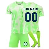 Fussball Trikot Kinder Set 24/25 Heim/Auswärts Fussball Training T-Shirts Personalisiert eigenem Namen & Nummer Enthält Shorts & Socken Fussballgeschenke für Kinder und M