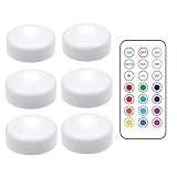 LED Wireless Puck Lichter mit Fernbedienung und Timer, Push Lights 3 AAA Batteriebetrieben, Farbwechsel Push Lights, Stick on Anywhere for Home Kitchen C