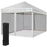 Quictent Pavillon 3 x 3 mit 4 Seiten, wasserdichtes Event-Überdachung mit Tasche, Gartenpartyzelt mit Moskitonetz, für Party, Urlaub, Pool, G