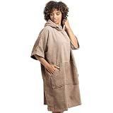 HOMELEVEL Badeponcho Damen und Herren - Surf Poncho aus 100% Baumwolle - Tuch für Erwachsene - Unisex Bademantel - Badetuch mit Kap