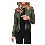 Dasongff Lederjacke Damen PU Kunstleder Slim Fit Cooles Degisn mit Reißverschluss Bikerjacke Kurzmantel Motorradjacke Kurze Jacke Übergangsjack