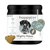 happycor® Mighty Move Muskel-Snacks für Hunde – Funktions-Leckerli Muskelaufbau mit BCAA, Curcuma & Vitamin B12 – Trainingssnack für aktive Hunde & Senioren - 120 Stück gebacken nur 12% Feuchtigk