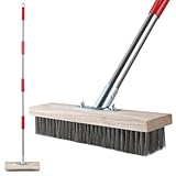 Mitclear Stahldrahtbesen mit Teleskopstiel(145cm), Straßenbesen zum Entfernen von Unkraut, Moos, Algen und Hartnäckigen Flecken, Robuste Drahtbesen Metallbesen für Terrasse, Deck, G