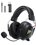 Mytrix Tac Master 2,4 GHz kabelloses Gaming-Headset mit Mikrofon mit Geräuschunterdrückung für PC, PS4, PS5, Mac, Bluetooth 5.3 Gaming-Kopfhörer mit RGB-Licht, Surround-Sound, 48-Stunden-Akku Schw