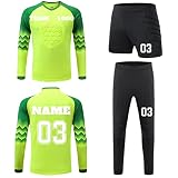 LJYTMZ Torwarttrikot Personalisieren für Kinder, Benutzerdefiniert Torwart Trikots für Herren mit Nummer Name Team Logo Torwarttrikot Fußballtrikot Geschenk, Grü