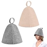 2 Stück Saunahut Filz,Ideales Sauna Hut für Damen und Herren,Gute Qualität Saunamütze,Paar Sauna Zubehör,Sauna Mütze,Filz-Saunahut für Saunaliebhaber ein Einzigartiges Wellness Erlebnis (Grau & Weiß)