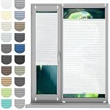 HUANQIN Plisseerollo Fensterrollo Faltrollo Jalousie 24 x 120 cm, Nach Maß Qualität Ohne Bohren, Plissee Faltrollo Jalousie Plisseerollo, Thermo Plissee Ohne Bohren, für Fenster & Tür, Weiß