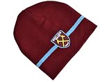 West Ham United Football Club Official Stripe Maroon Beanie Hat With Crest Badg